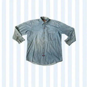 Dickies long sleeve snap button down cotton denim work shirt
